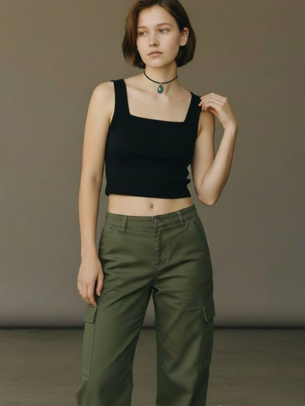 Better Be Black Square Neck Tank - Wide Strap Cropped Style